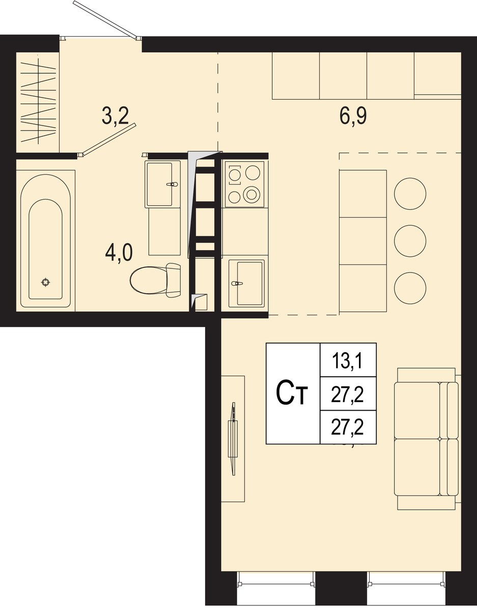 Планировка 27.2 м²