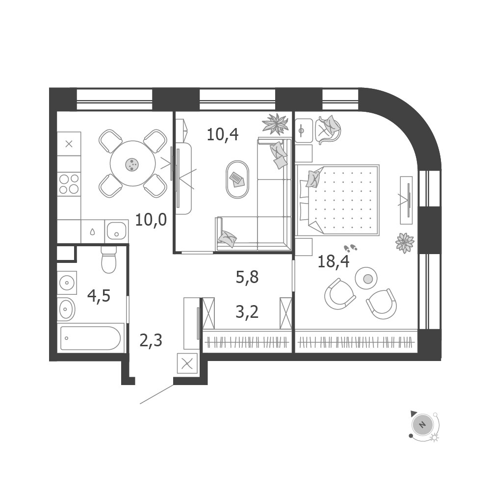 Планировка 54.6 м²