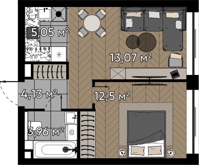 Планировка 38.71 м²