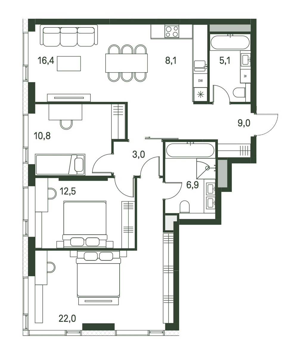 Планировка 93.8 м²