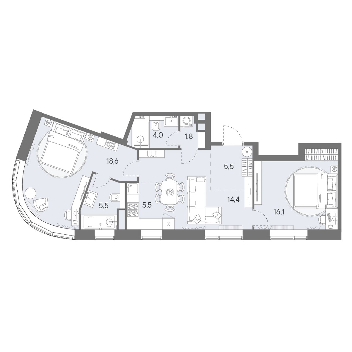 Планировка 71.4 м²