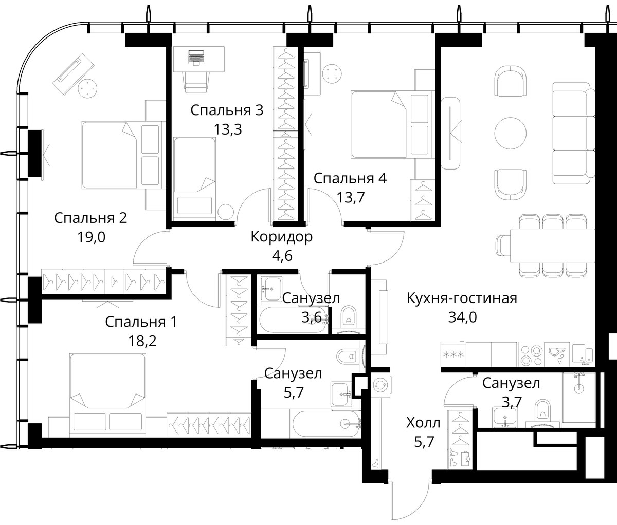 Планировка 121.5 м²