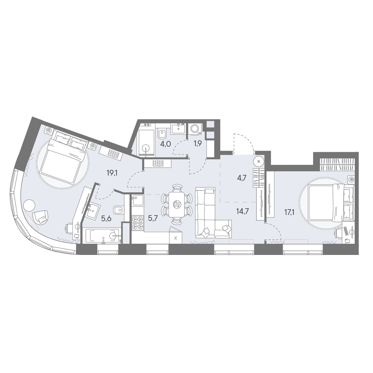 Планировка 72.8 м²