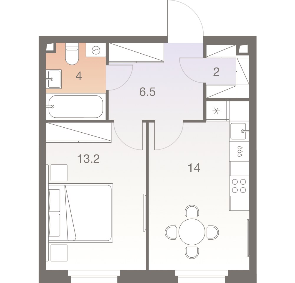Планировка 39.7 м²