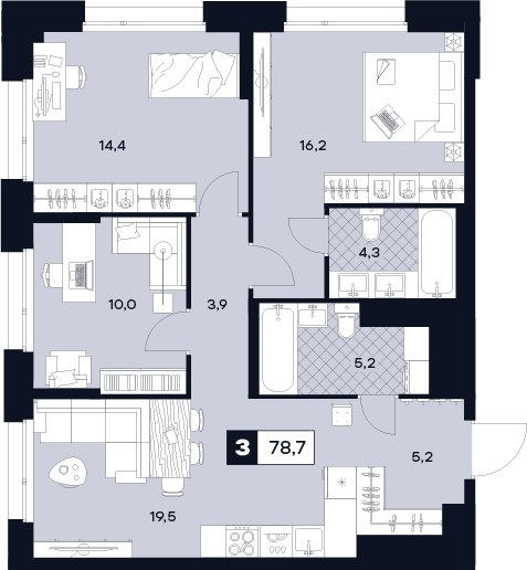 Планировка 78.7 м²