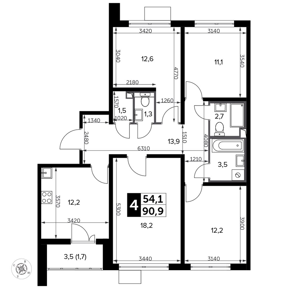 Планировка 92.0 м²