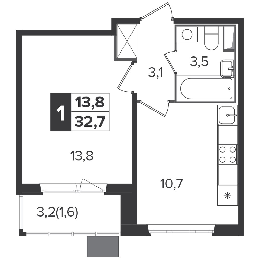 Планировка 32.6 м²