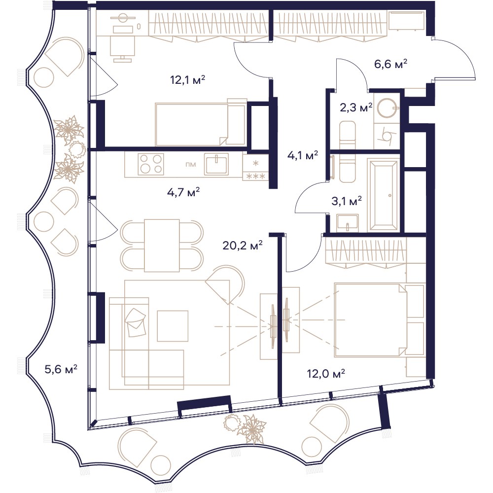 Планировка 70.7 м²
