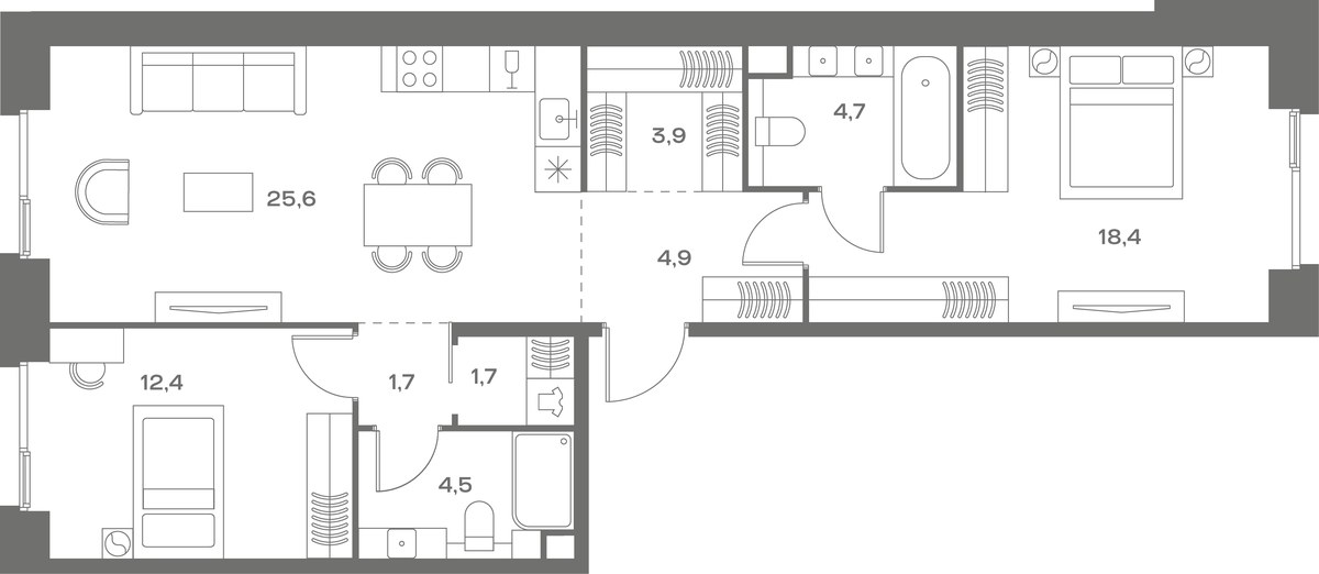 Планировка 77.8 м²