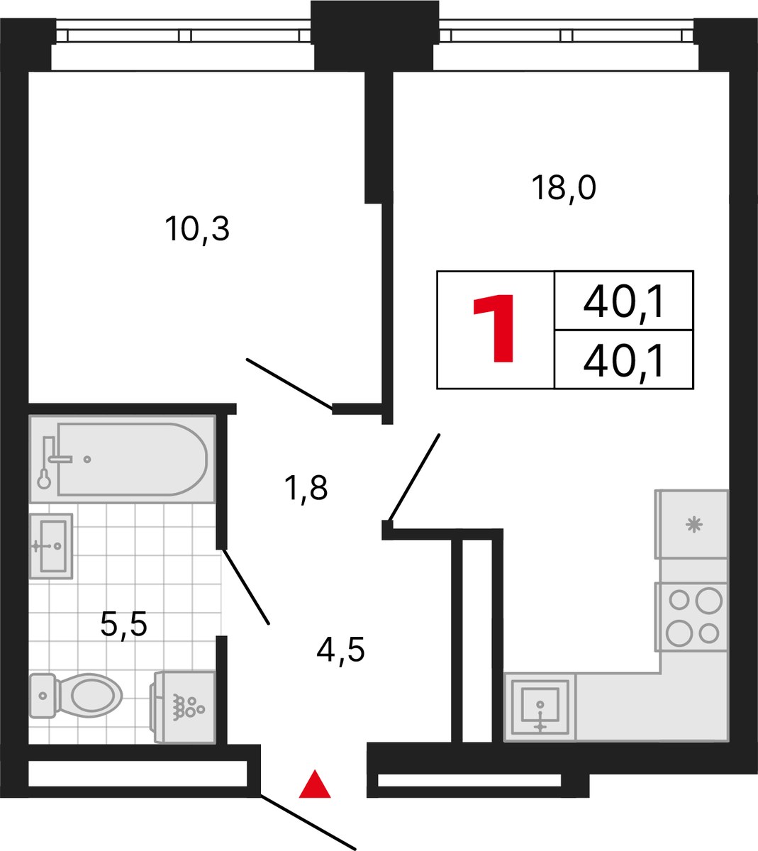 Планировка 40.1 м²