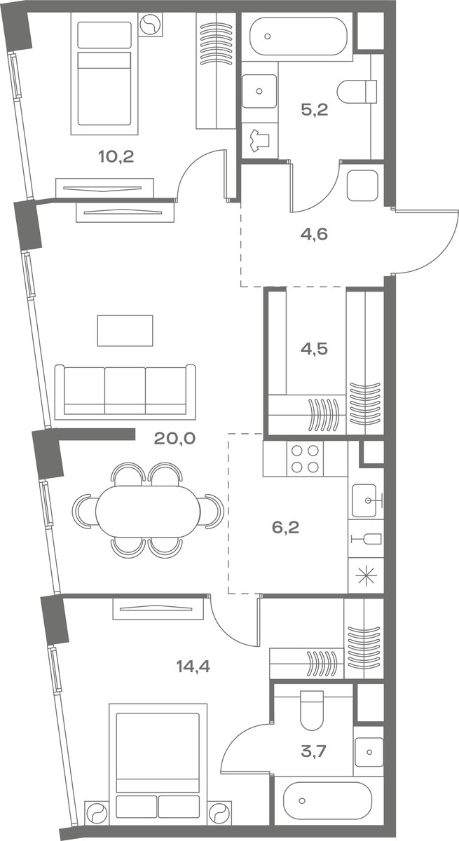 Планировка 68.8 м²