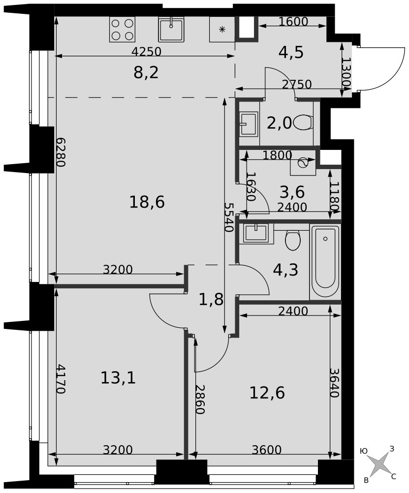 Планировка 68.7 м²