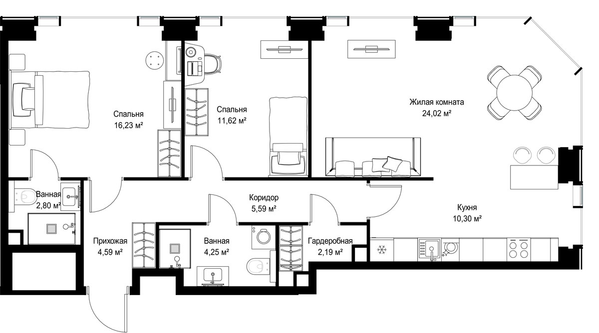 Планировка 81.59 м²
