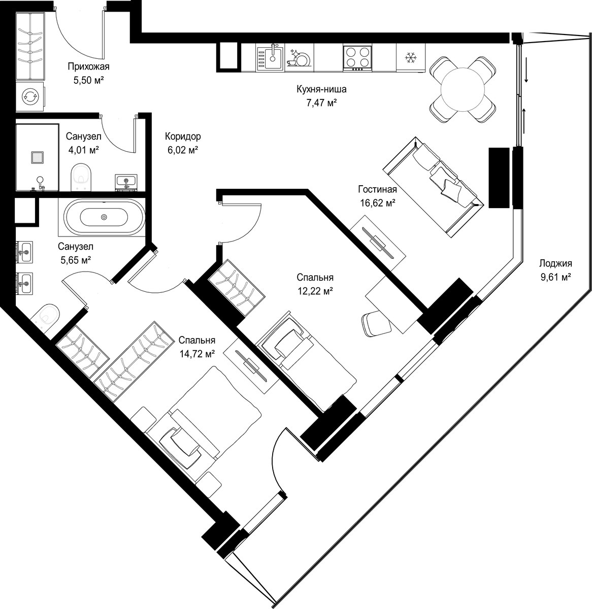 Планировка 81.82 м²
