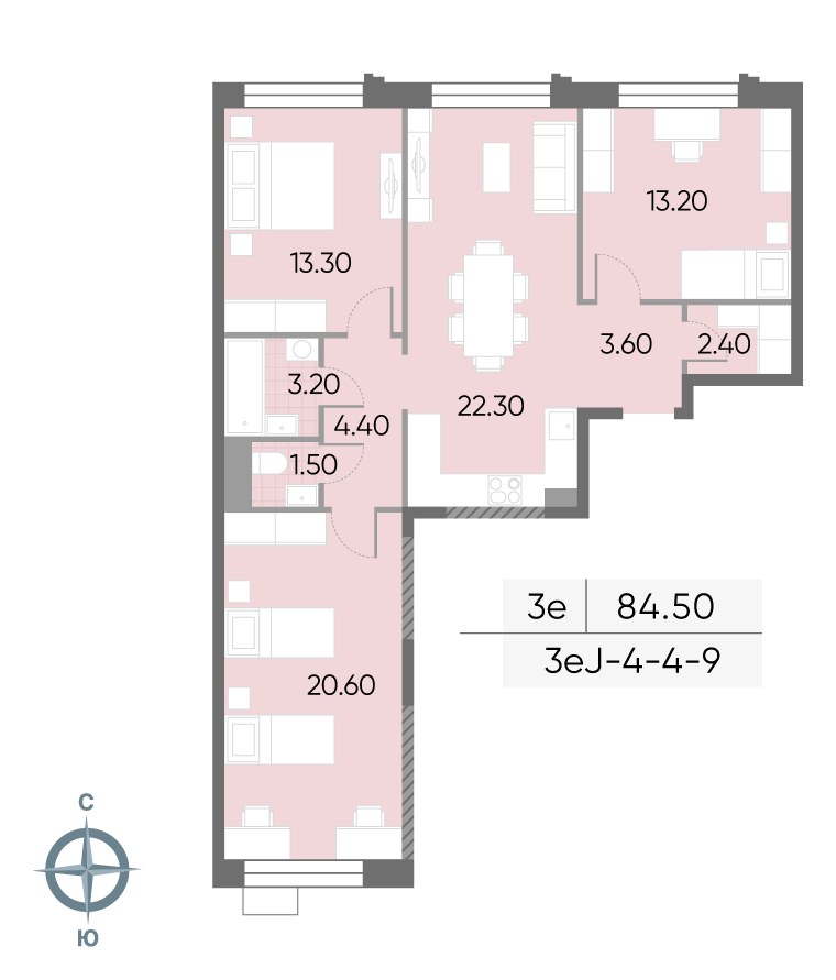 Планировка 84.5 м²