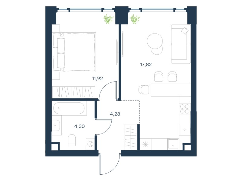 Планировка 38.37 м²