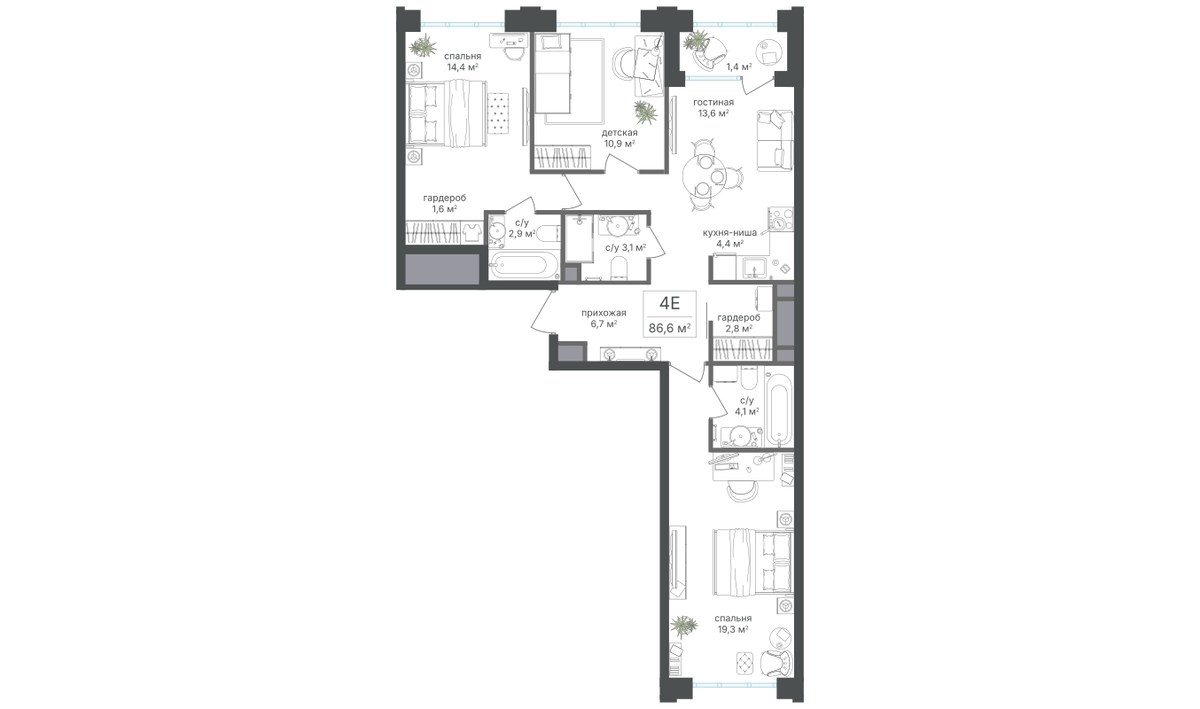 Планировка 85.2 м²