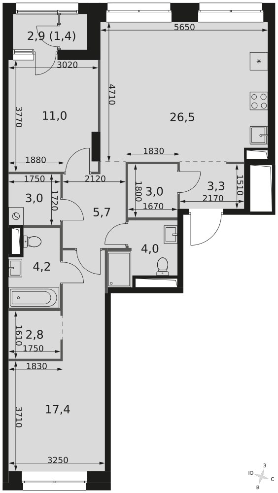 Планировка 82.3 м²