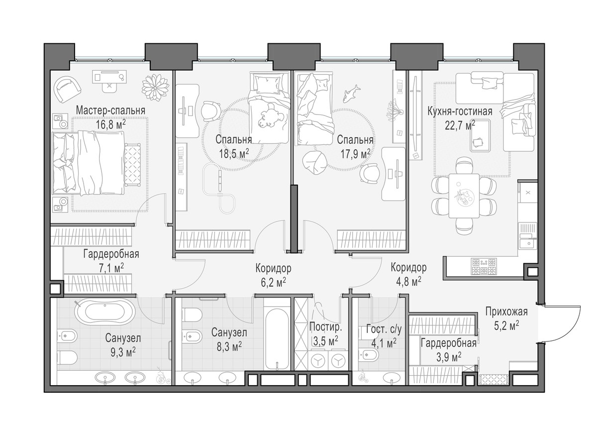 Планировка 128.5 м²