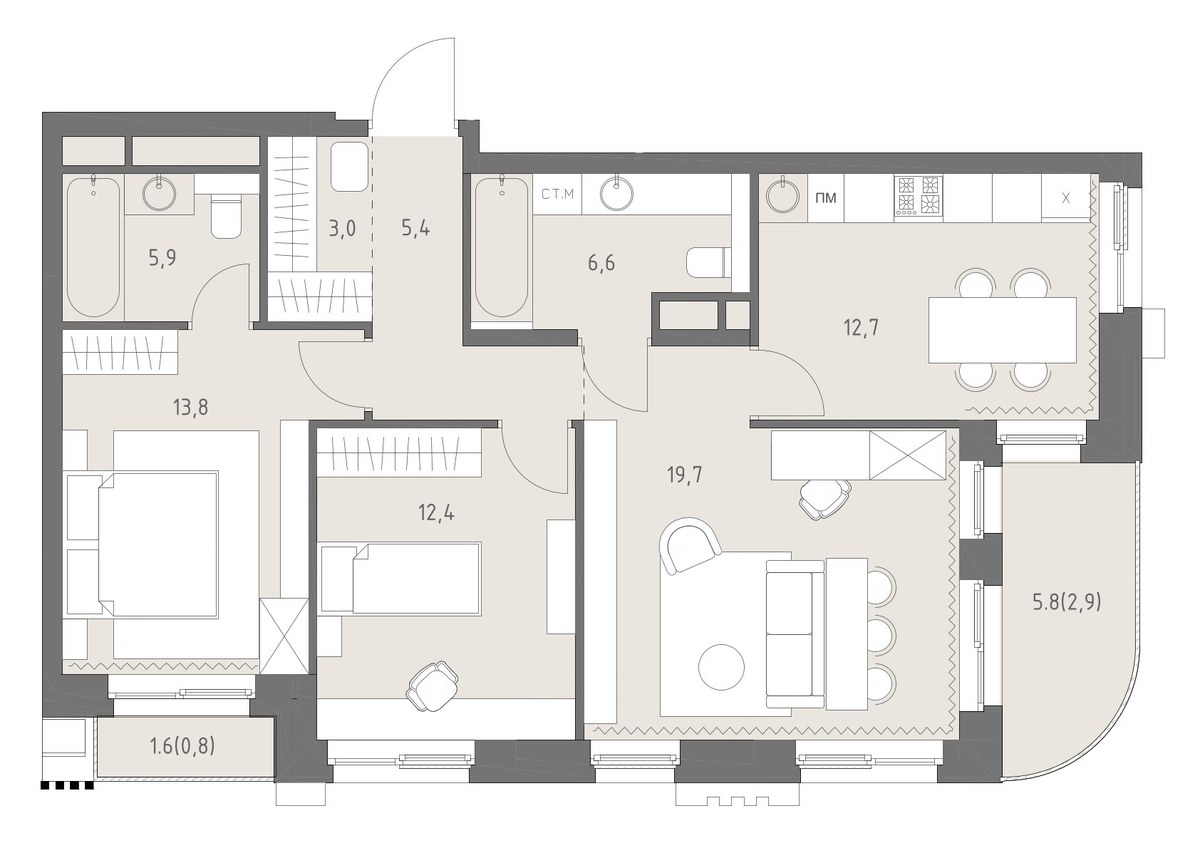 Планировка 83.2 м²
