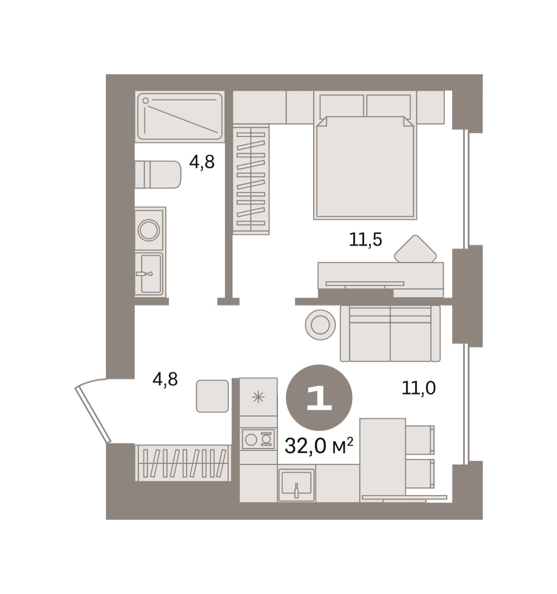 Планировка 32.01 м²