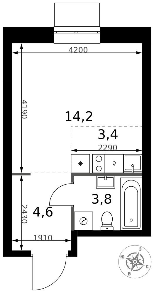 Планировка 26.0 м²