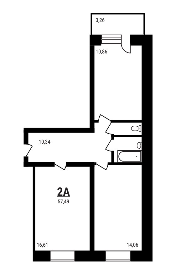 Планировка 57.49 м²