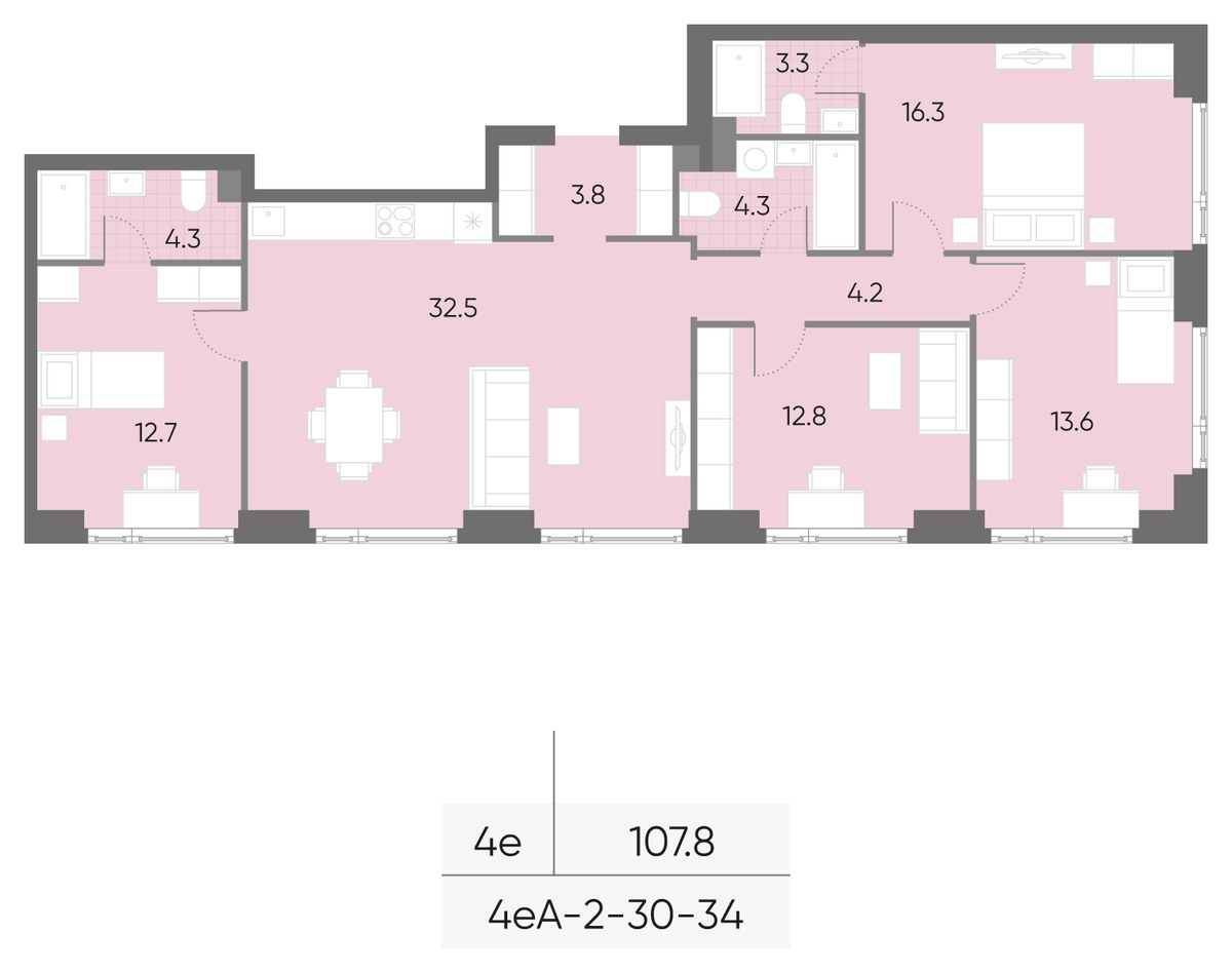 Планировка 107.8 м²