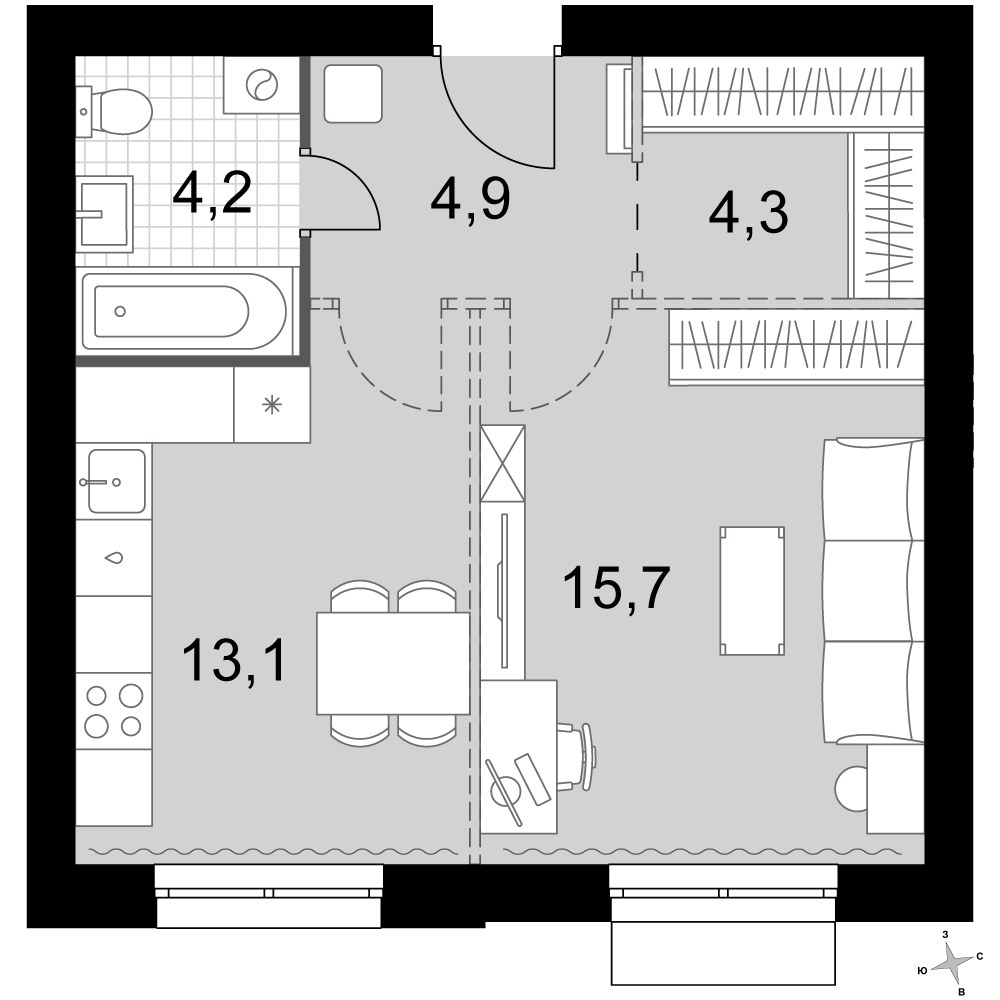 Планировка 42.2 м²