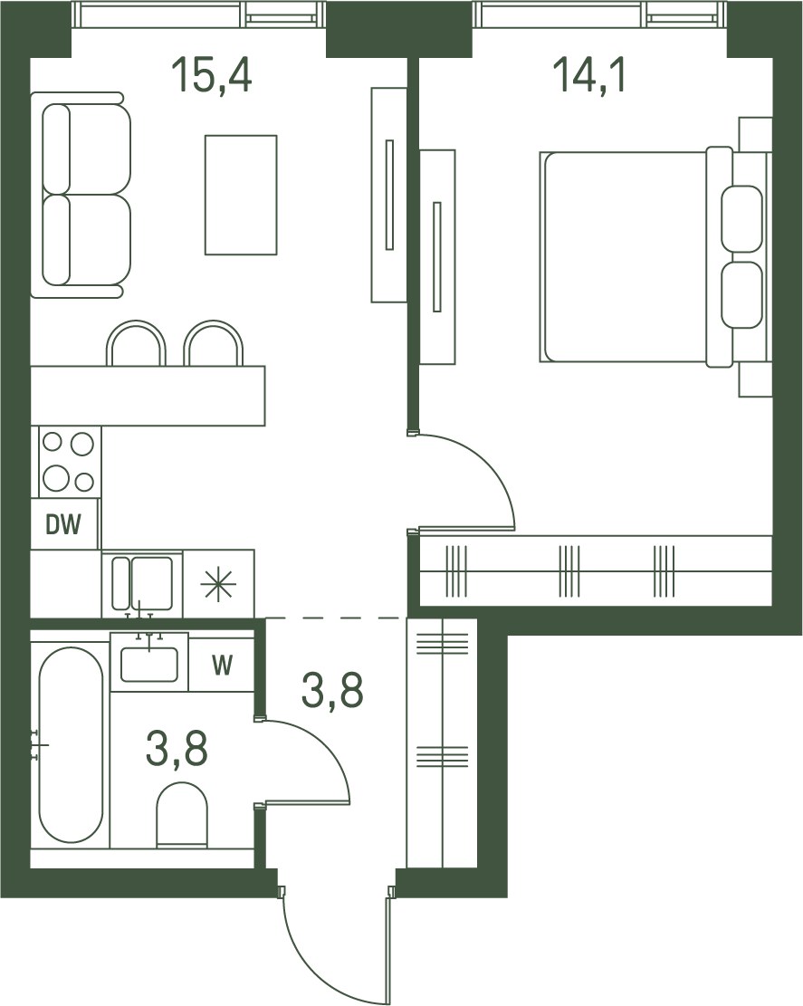 Планировка 37.1 м²