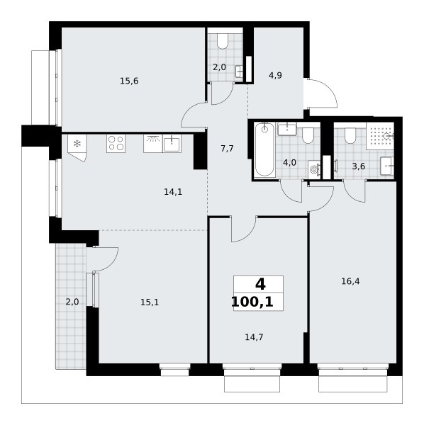 Планировка 100.1 м²