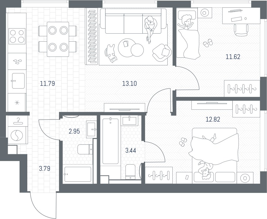 Планировка 59.51 м²