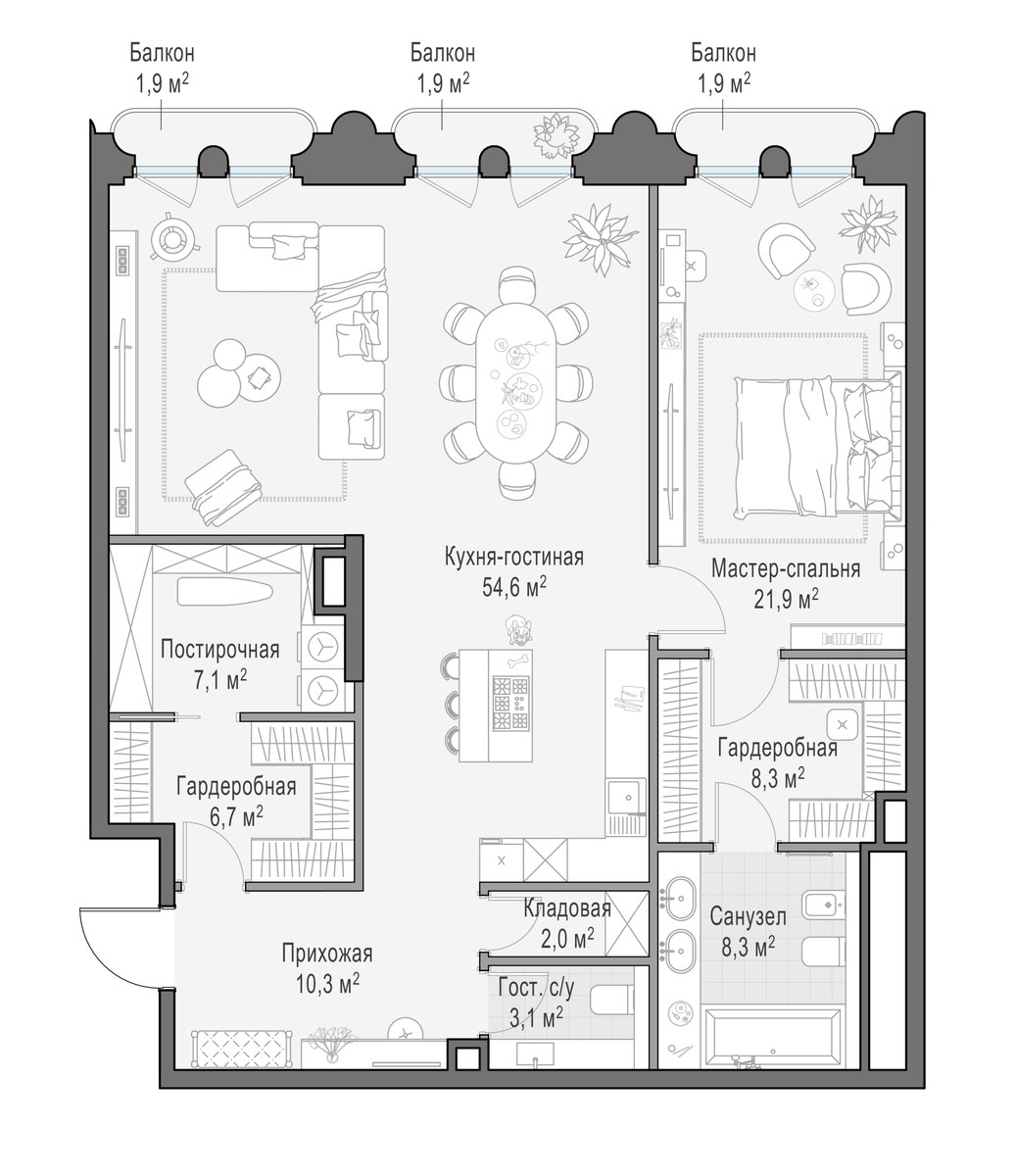 Планировка 123.5 м²