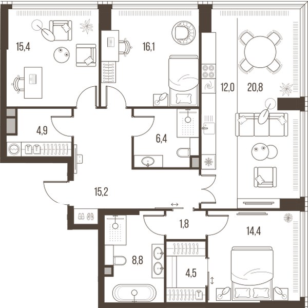 Планировка 120.3 м²