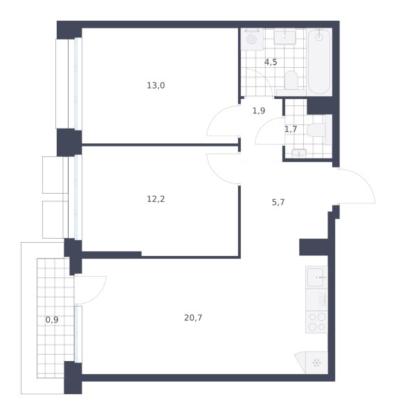 Планировка 60.6 м²