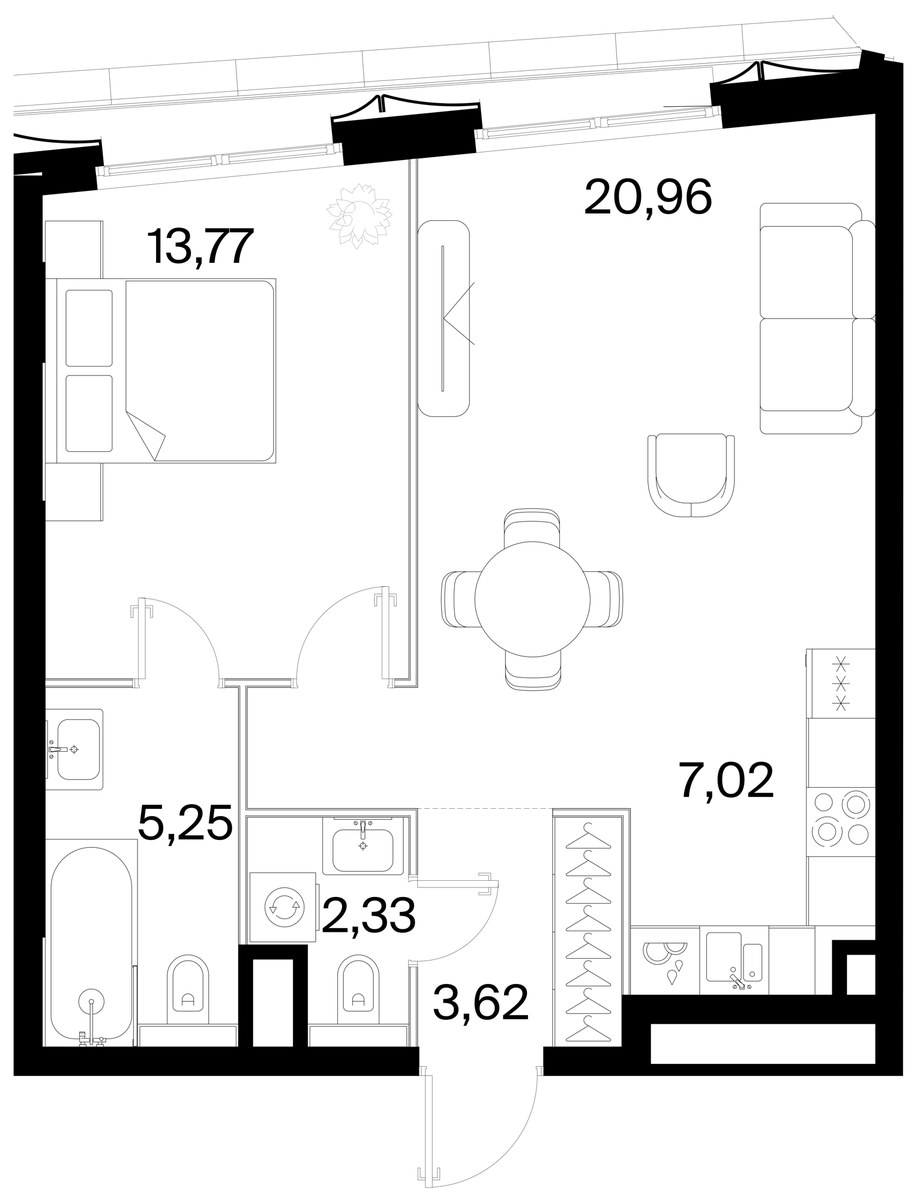 Планировка 52.95 м²