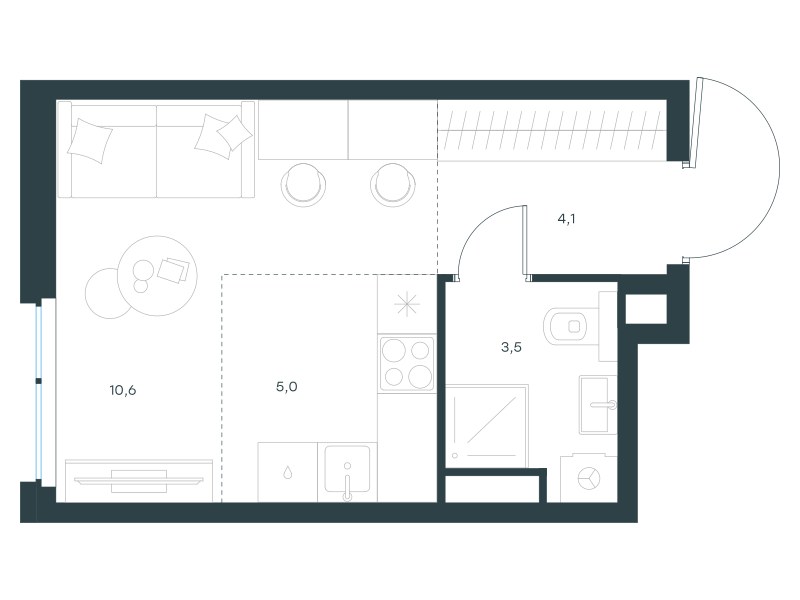 Планировка 23.2 м²