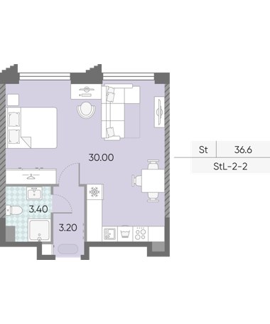 Планировка 36.6 м²