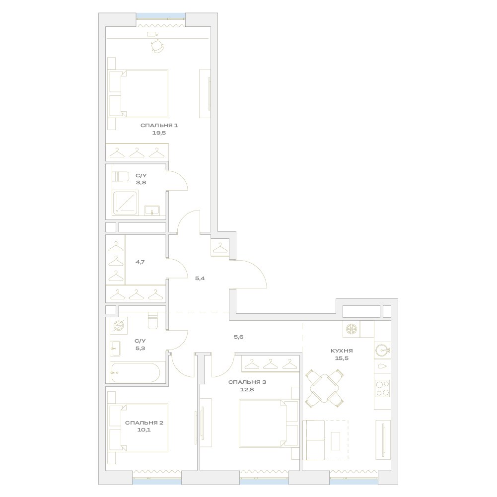 Планировка 83.8 м²