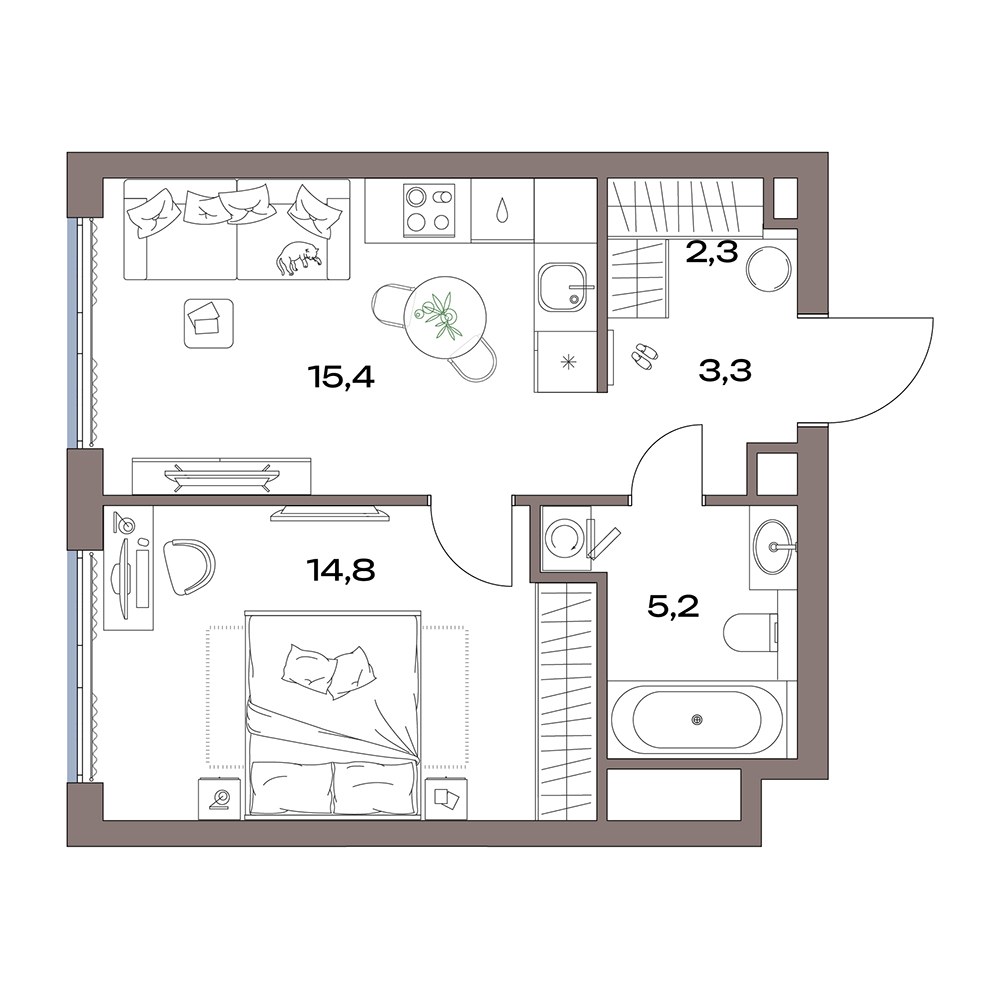 Планировка 41.0 м²