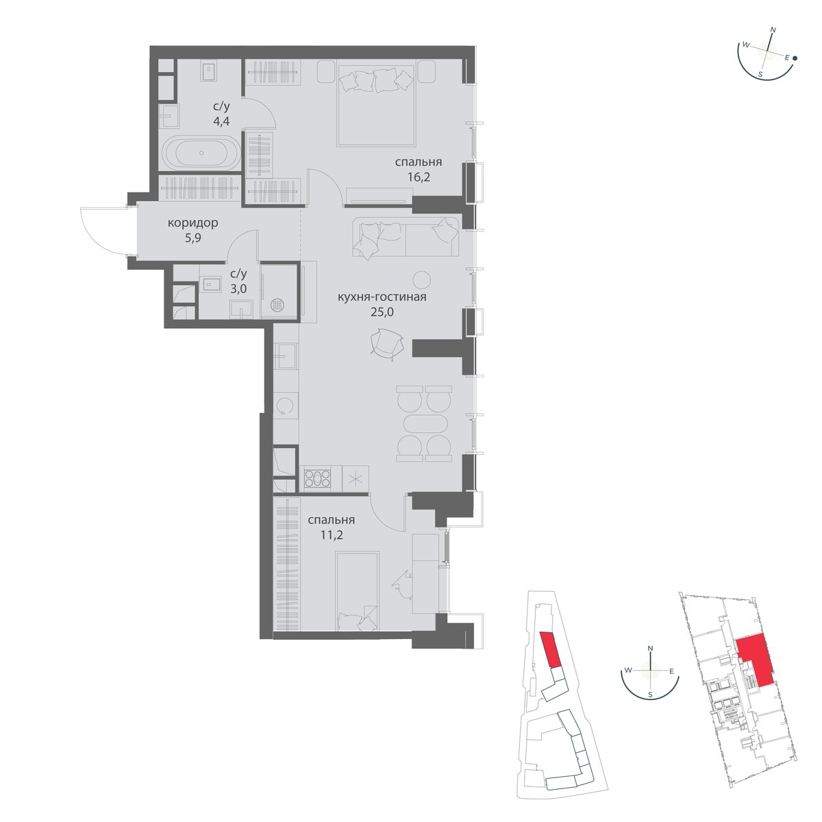 Планировка 65.7 м²