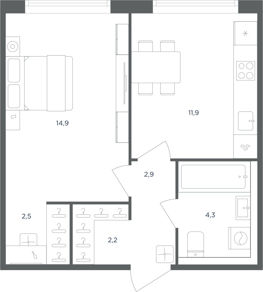 Планировка 38.7 м²