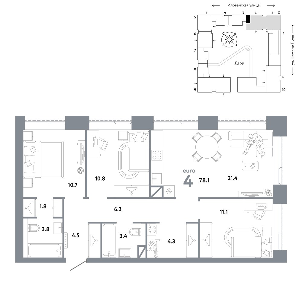 Планировка 78.1 м²