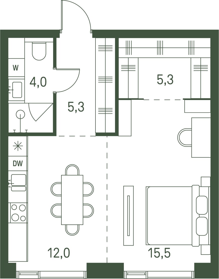 Планировка 42.1 м²