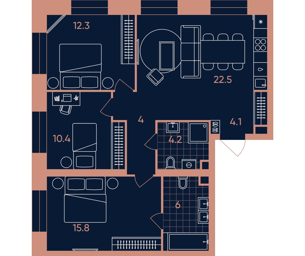 Планировка 79.3 м²