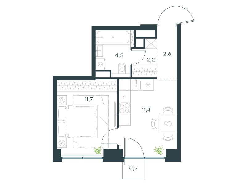 Планировка 32.5 м²