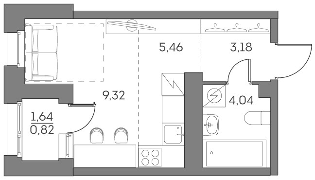 Планировка 22.82 м²