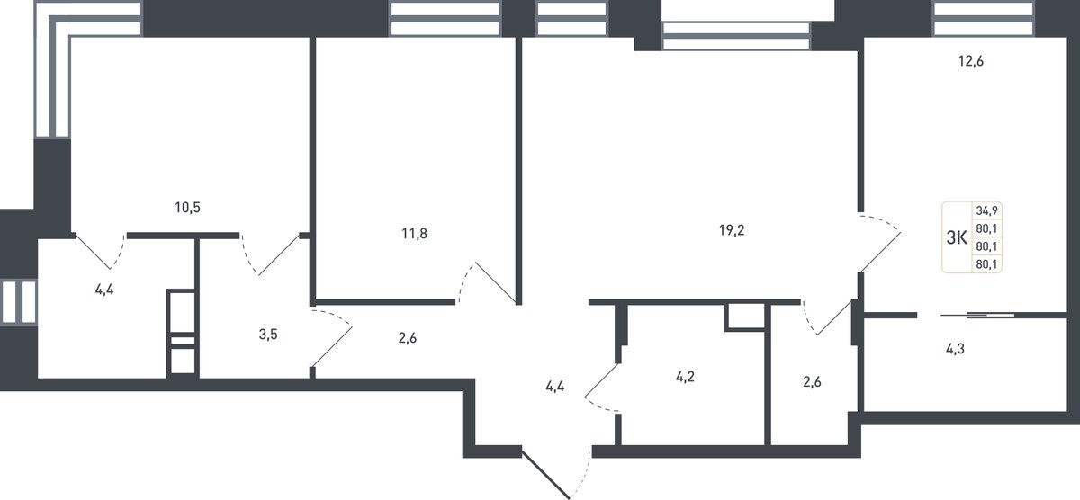 Планировка 84.9 м²