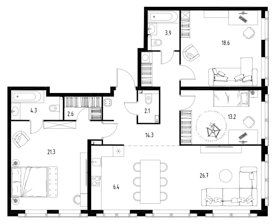 Планировка 113.2 м²