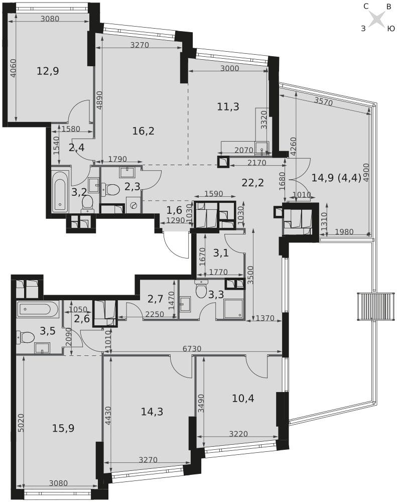 Планировка 132.3 м²